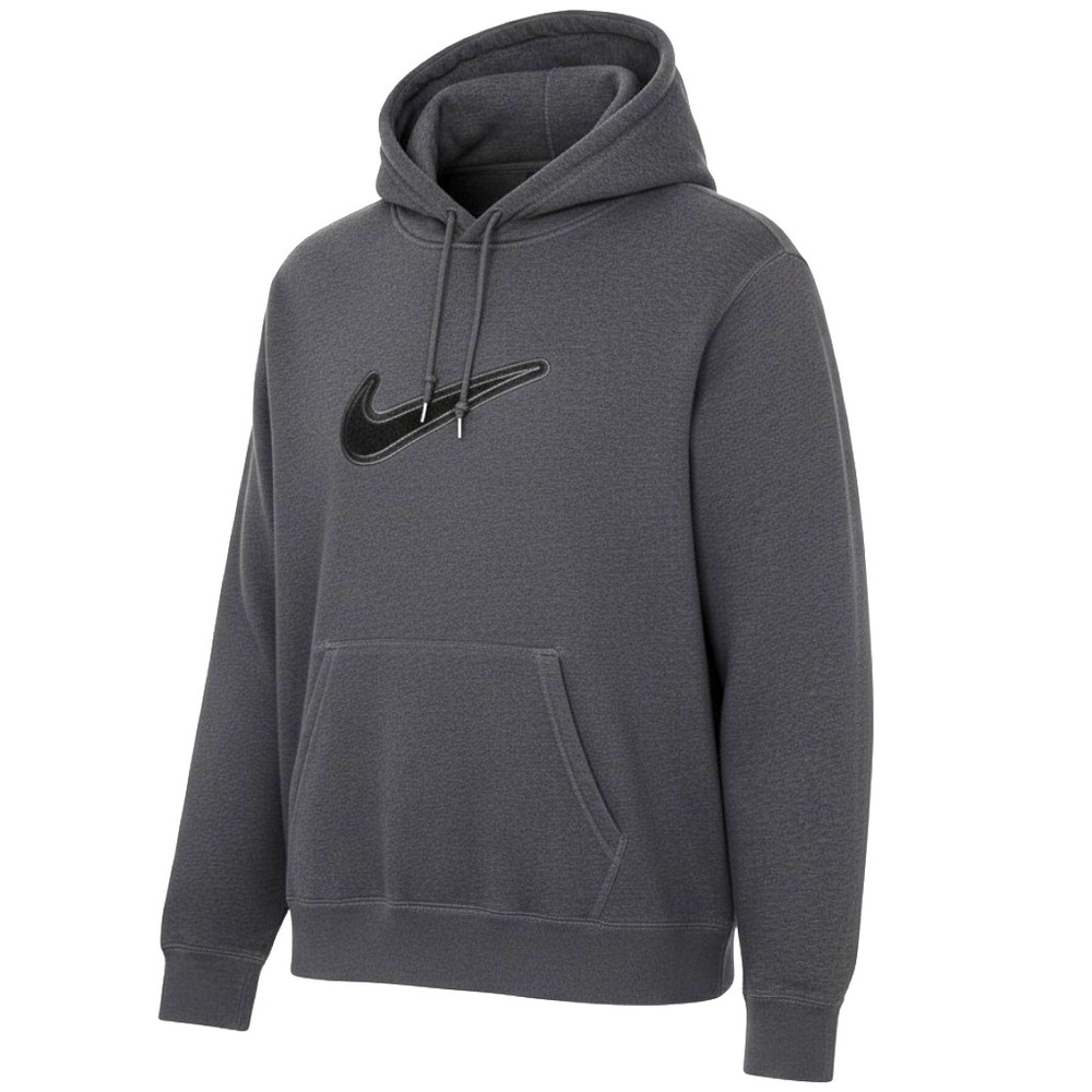 Vintage Y2K Nike Hoodie Men's Grey Pullover Sweatshirt Embroidered Swoosh XL